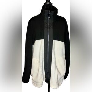 Talbots Cozy Sherpa Colorblock Jacket XL Black White​​​​